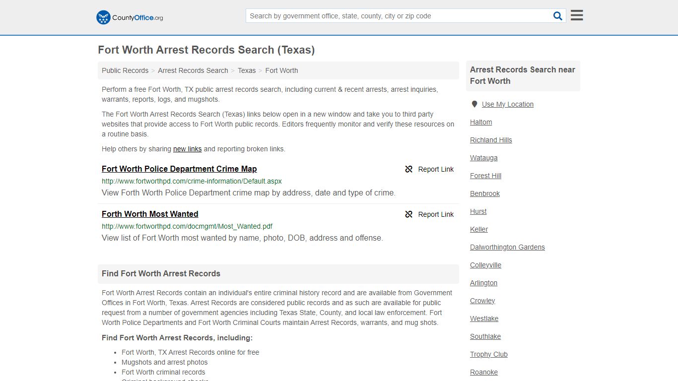 Arrest Records Search - Fort Worth, TX (Arrests & Mugshots) - County Office